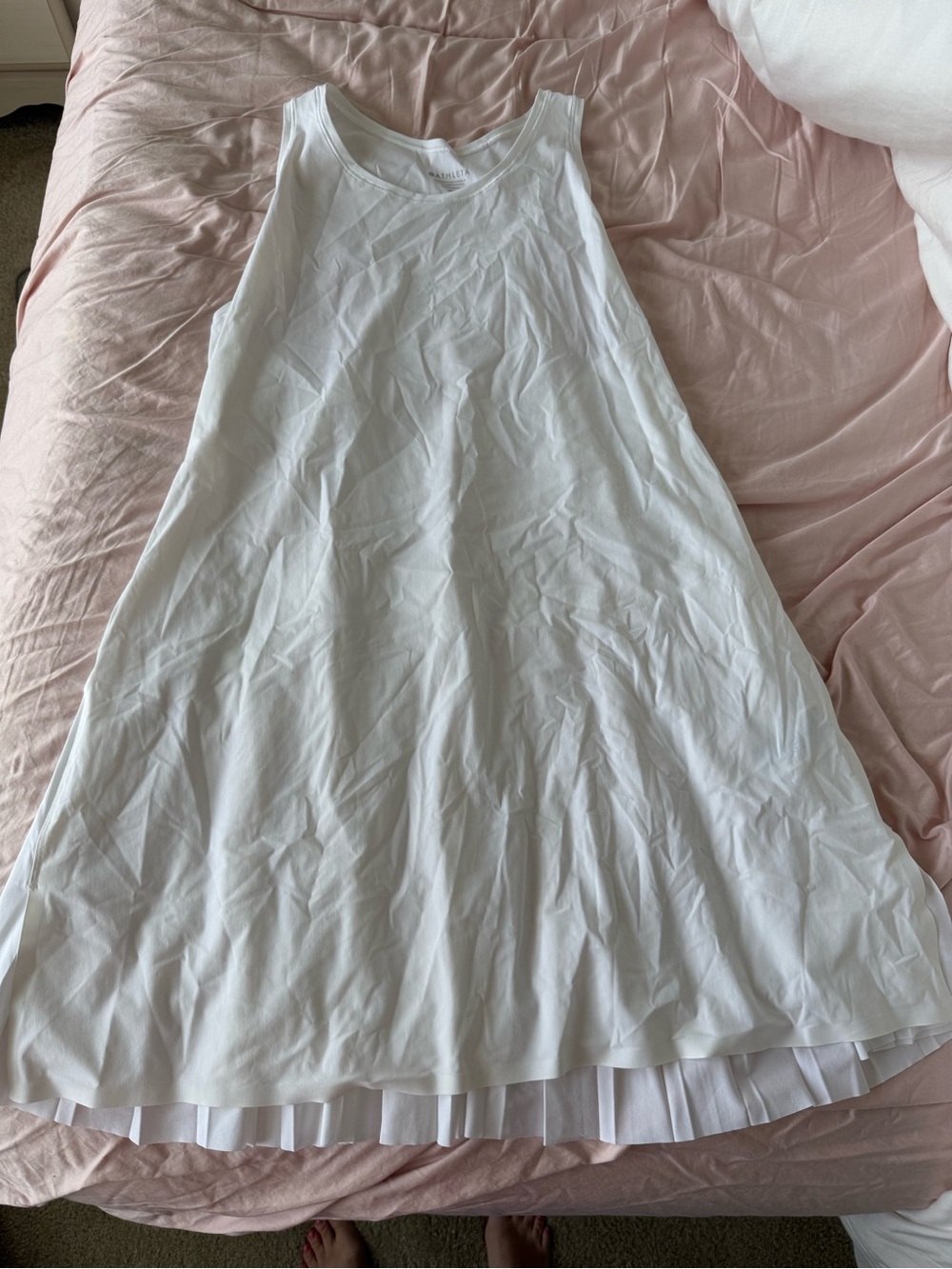 Athleta Match Point White Pleated Dress A-Line size XL NWT